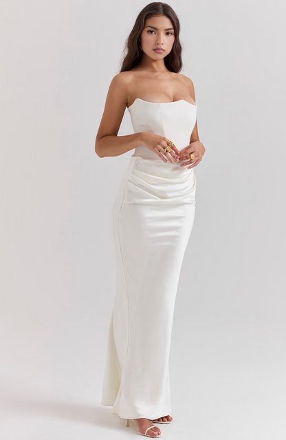 Brigitte | Effortless Strapless Bodycon Drape Dress