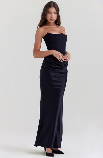 Brigitte | Effortless Strapless Bodycon Drape Dress