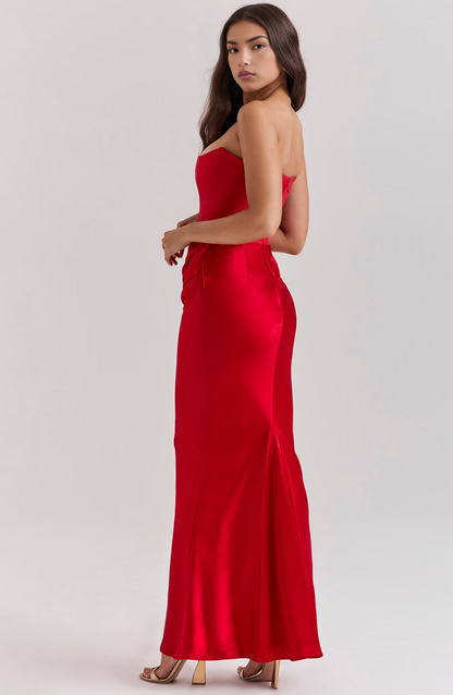 Brigitte | Effortless Strapless Bodycon Drape Dress