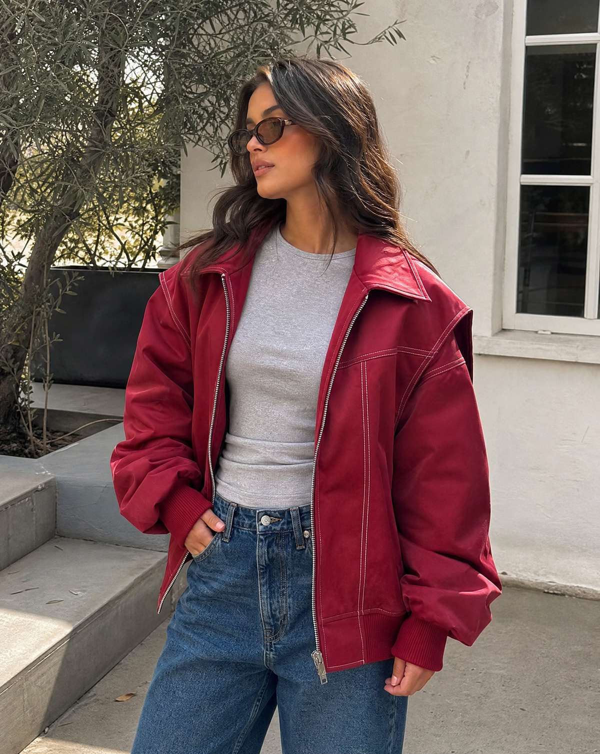 Yara | Layering Oversized Zip-Up Tailoring Jacket