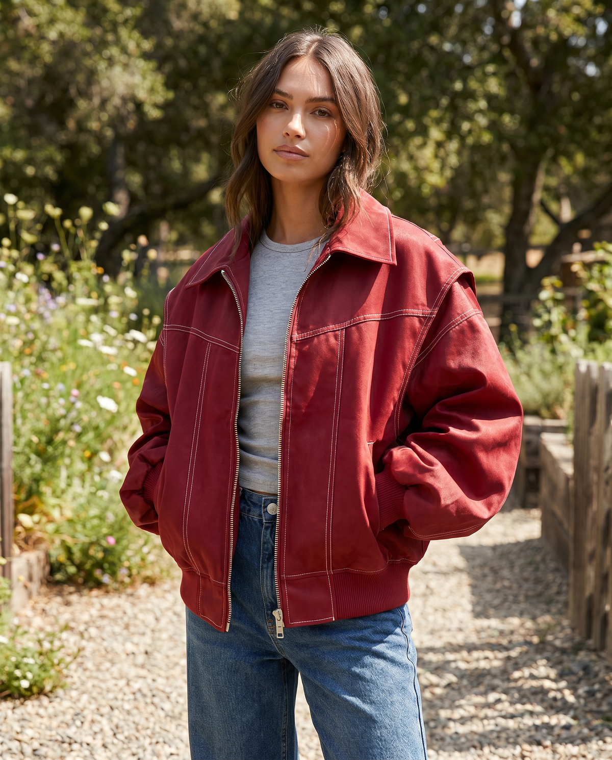 Yara | Layering Oversized Zip-Up Tailoring Jacket