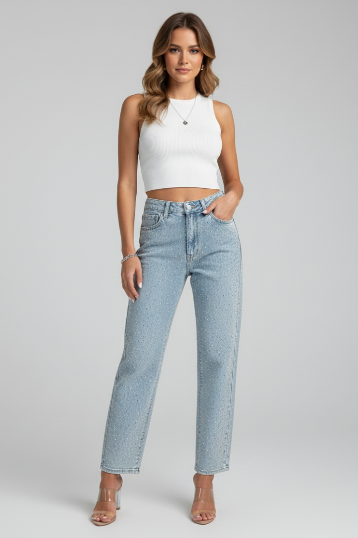 Alima | Denim-Lover's High-Waist Shimmer Silhouette Jeans