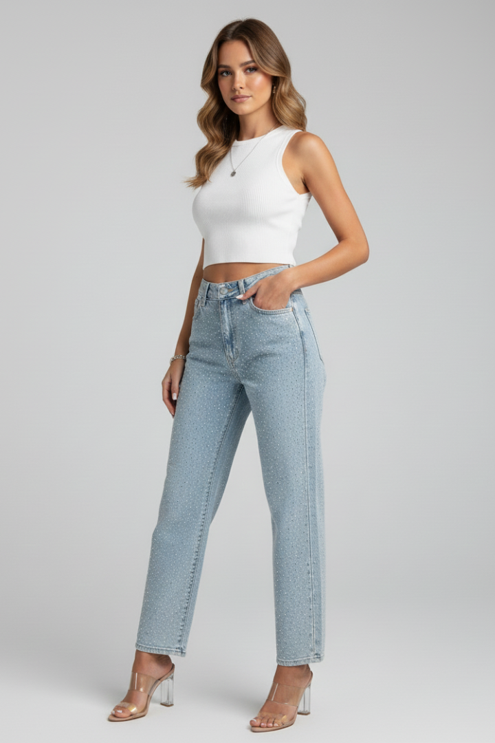 Alima | Denim-Lover's High-Waist Shimmer Silhouette Jeans