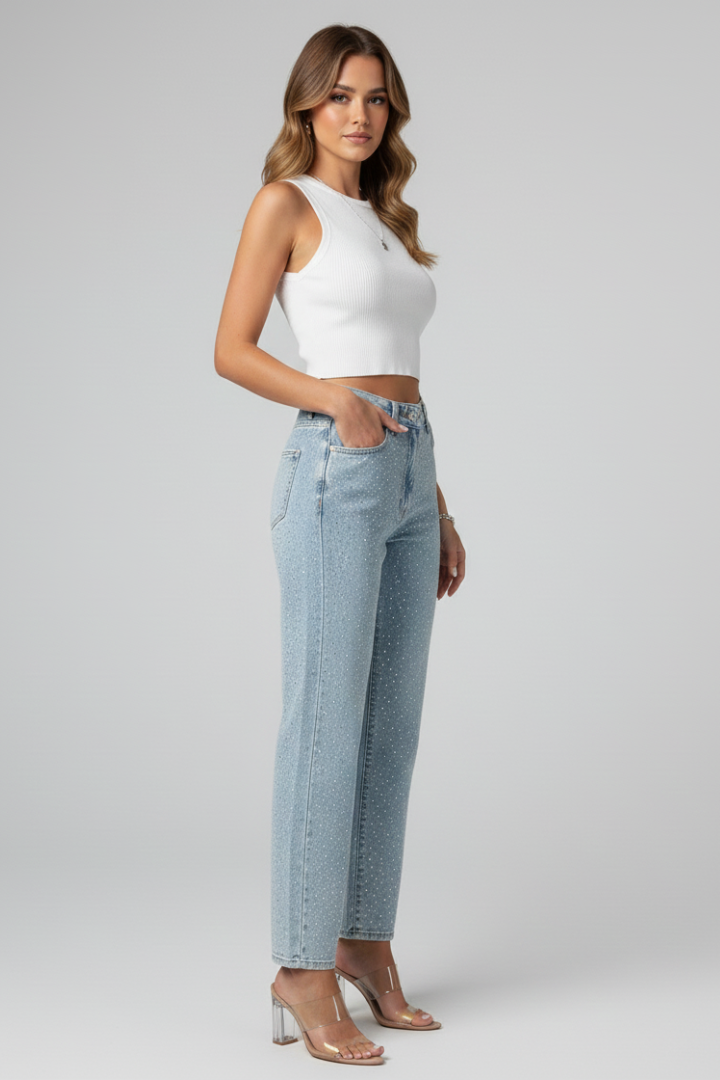 Alima | Denim-Lover's High-Waist Shimmer Silhouette Jeans