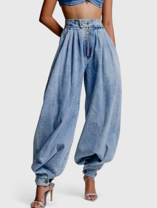 Peppina | Everyday High-Waist Pleated Stretch Jeans