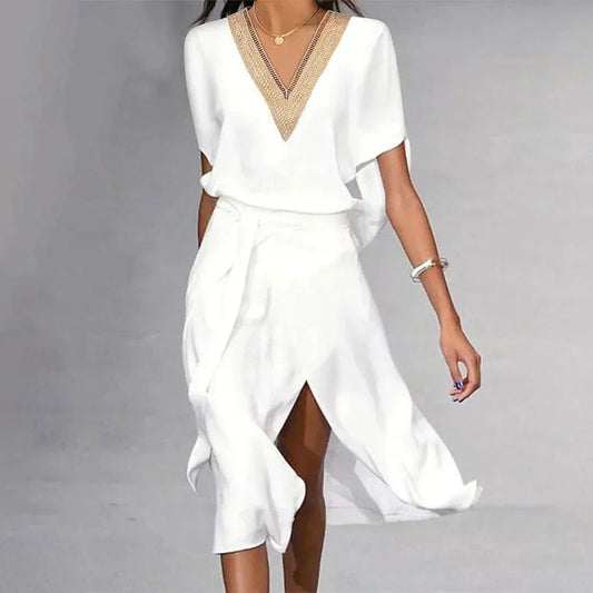 Ana | Coastal Wrap-Style V-Neck Fit Dress
