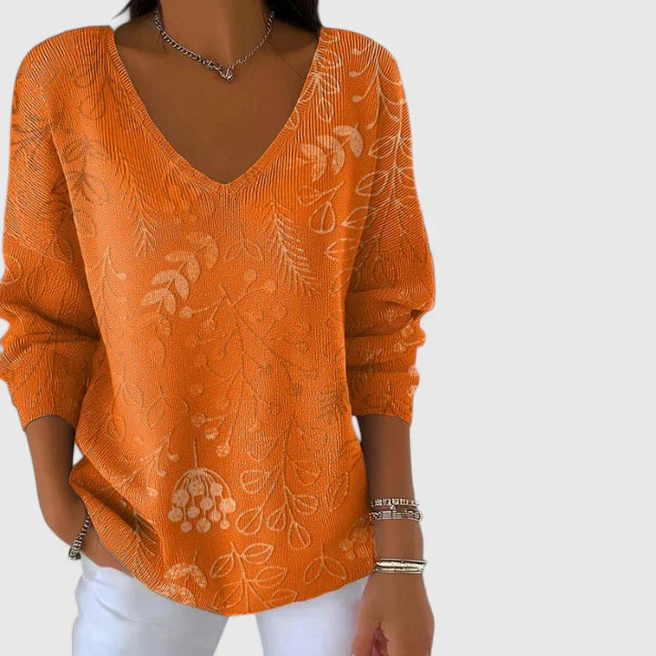 Aminta | Office-Ready V-Neck Lightweight Drape Top