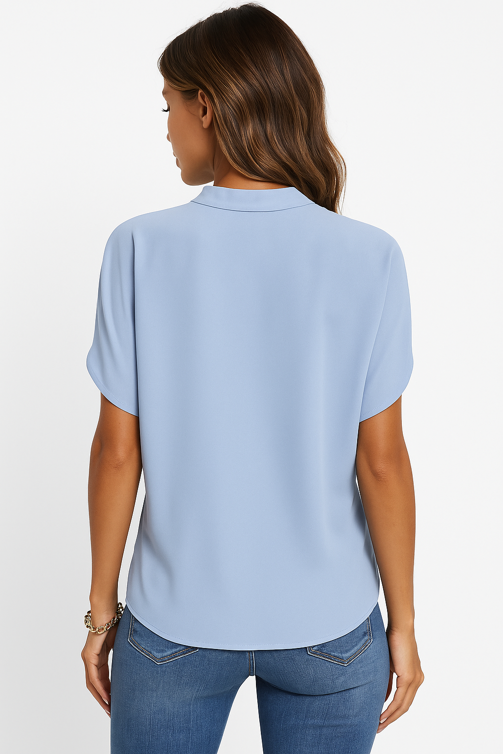 Ivy | Mandarin Collar V Neck Work Blouse