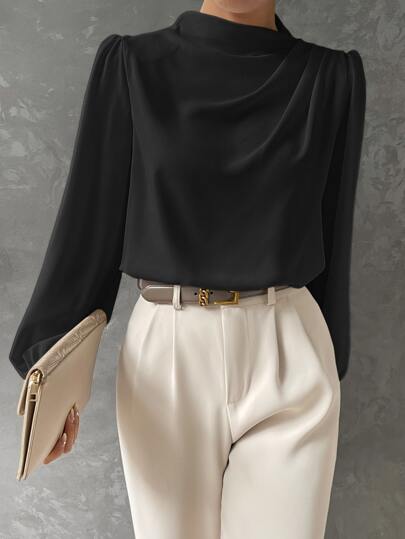 Odette | Satin Bishop Sleeve Blouse