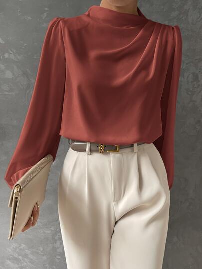 Odette | Satin Bishop Sleeve Blouse