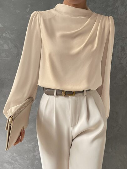 Odette | Satin Bishop Sleeve Blouse