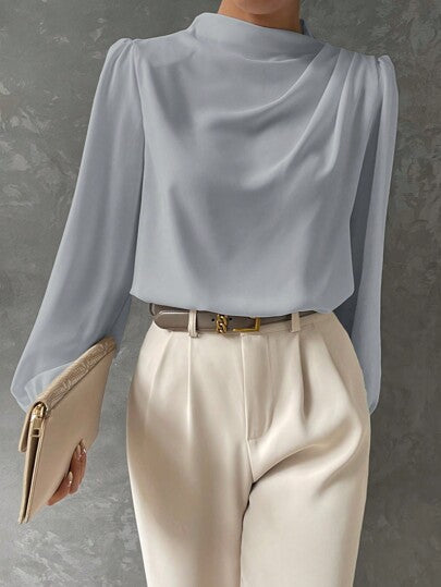 Odette | Satin Bishop Sleeve Blouse