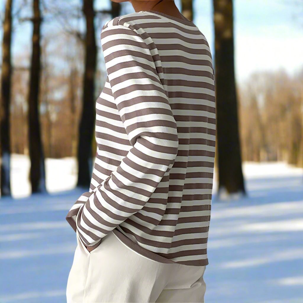 Clarabella | Weekend Striped Long-Sleeve Silhouette Shirt