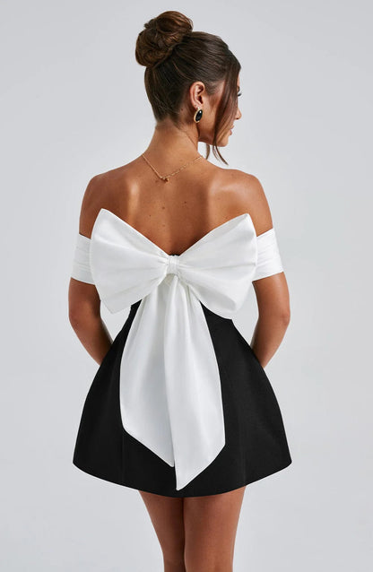 Halina | Bardot Neckline Bubble Skirt Dress