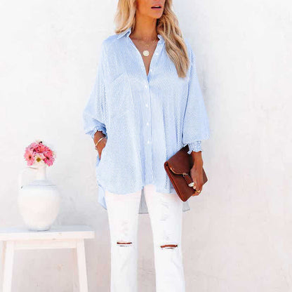 Skye | Sky-Blue Pinstripe Top
