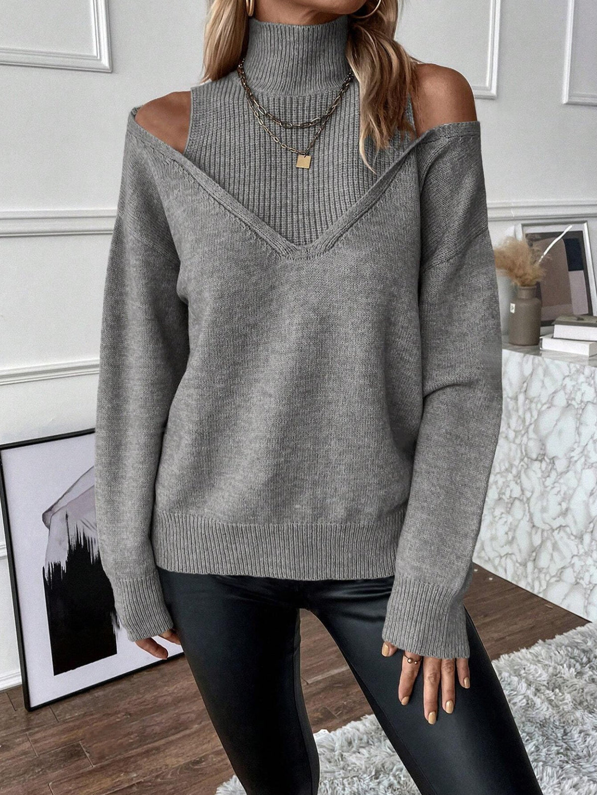 Ursolina | Cold-Weather Off-Shoulder Warmth Sweater