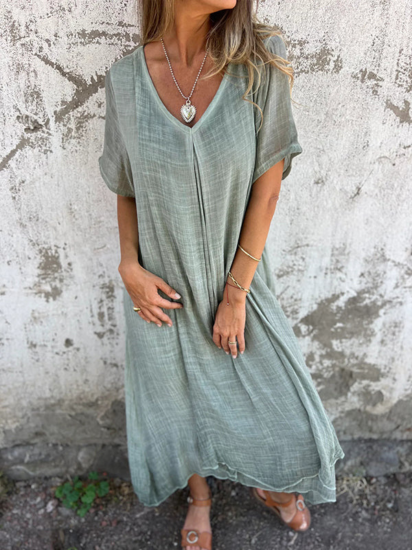 Palmira | Everyday Breathable V-Neck Craftsmanship Dress