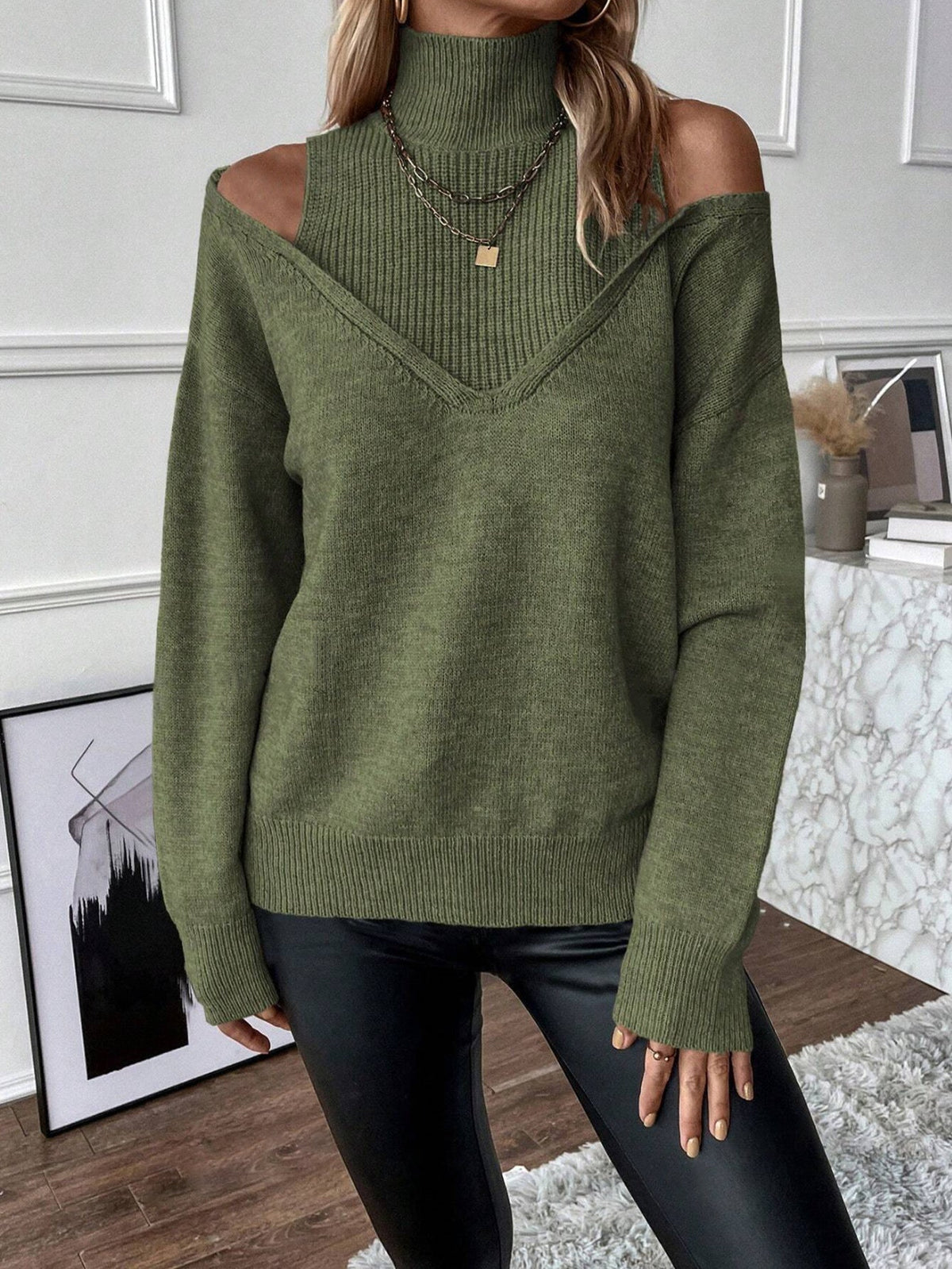 Ursolina | Cold-Weather Off-Shoulder Warmth Sweater