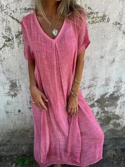 Palmira | Everyday Breathable V-Neck Craftsmanship Dress