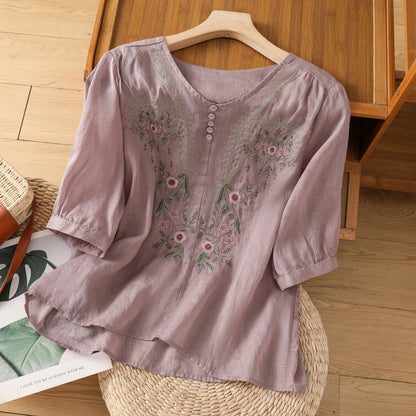 Nadine | Polished Floral delicate Drape Blouse