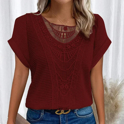 Ariena | Errand-Day Lightweight Lace-Trim Ease Top