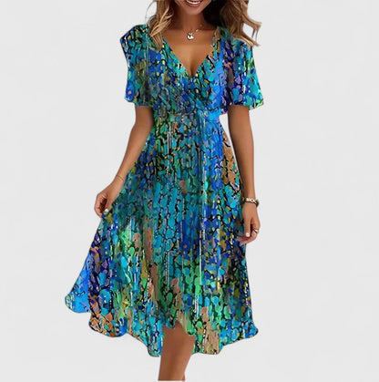 Diamante | City V-Neck Floral Finish Dress