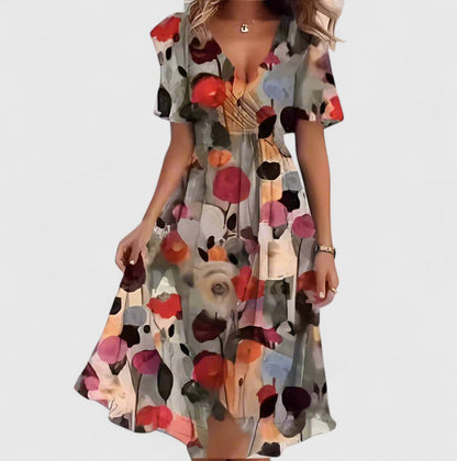 Diamante | City V-Neck Floral Finish Dress