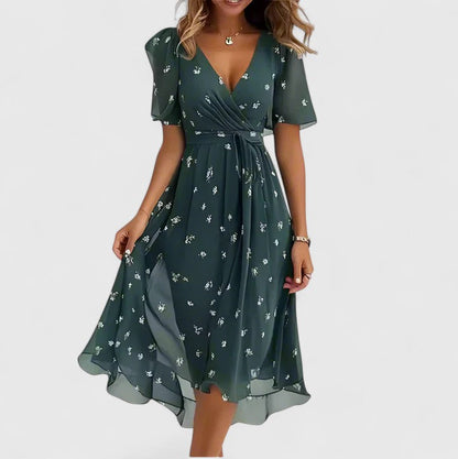 Diamante | City V-Neck Floral Finish Dress