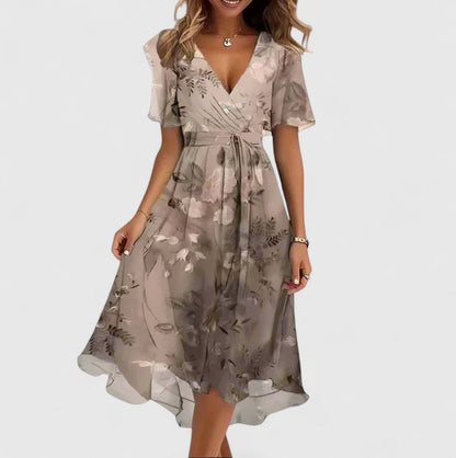 Diamante | City V-Neck Floral Finish Dress