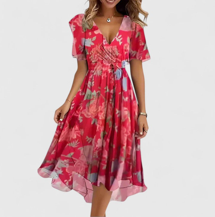 Diamante | City V-Neck Floral Finish Dress
