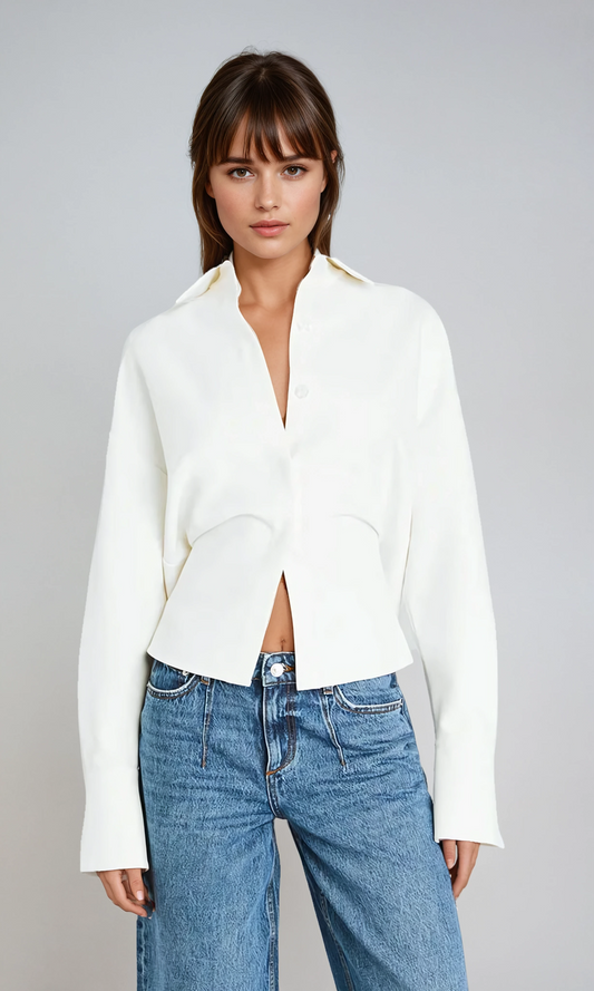 Rosalind | Draped Underbust Button Down Shirt