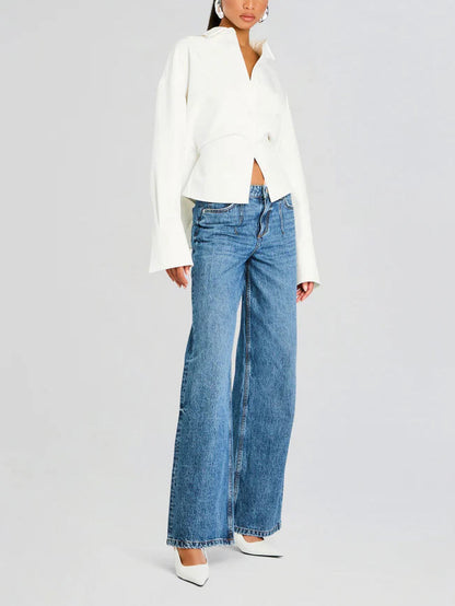 Rosalind | Draped Underbust Button Down Shirt