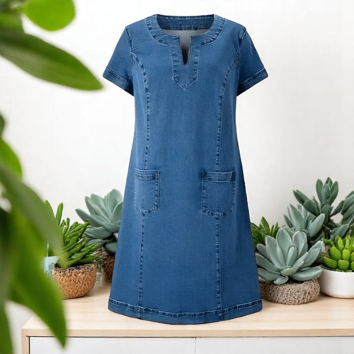Lella | After-Five Breathable Denim Flair Dress