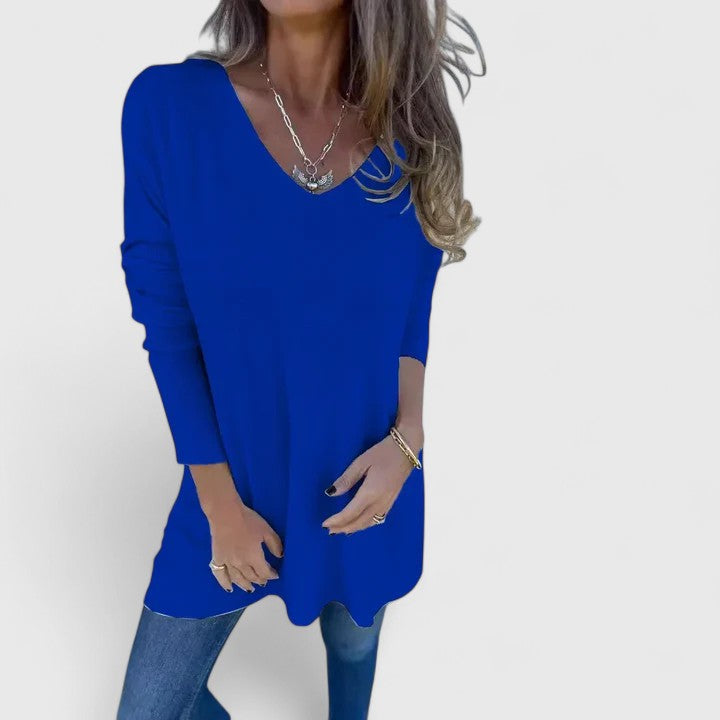 Angiola | Warm-Weather Oversized V-Neck Style Top