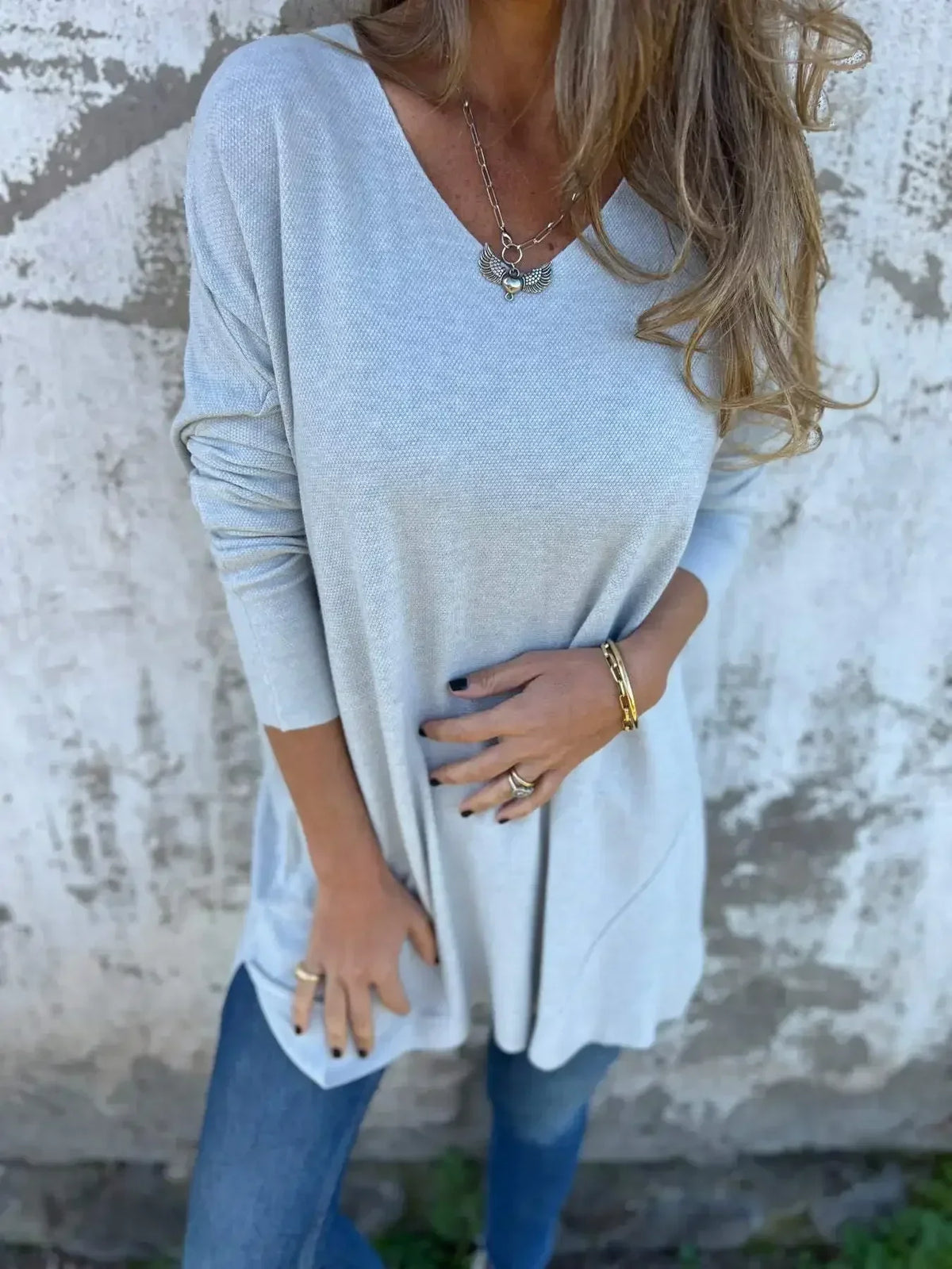 Anita | Errand-Day Oversized V-Neck Style Top
