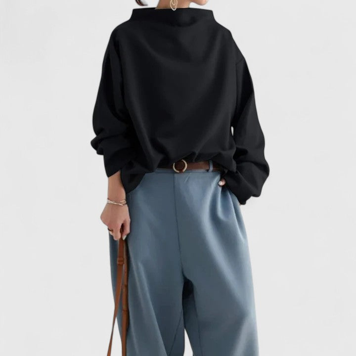 Amata | Everyday High-Neck Lightweight Drape Top