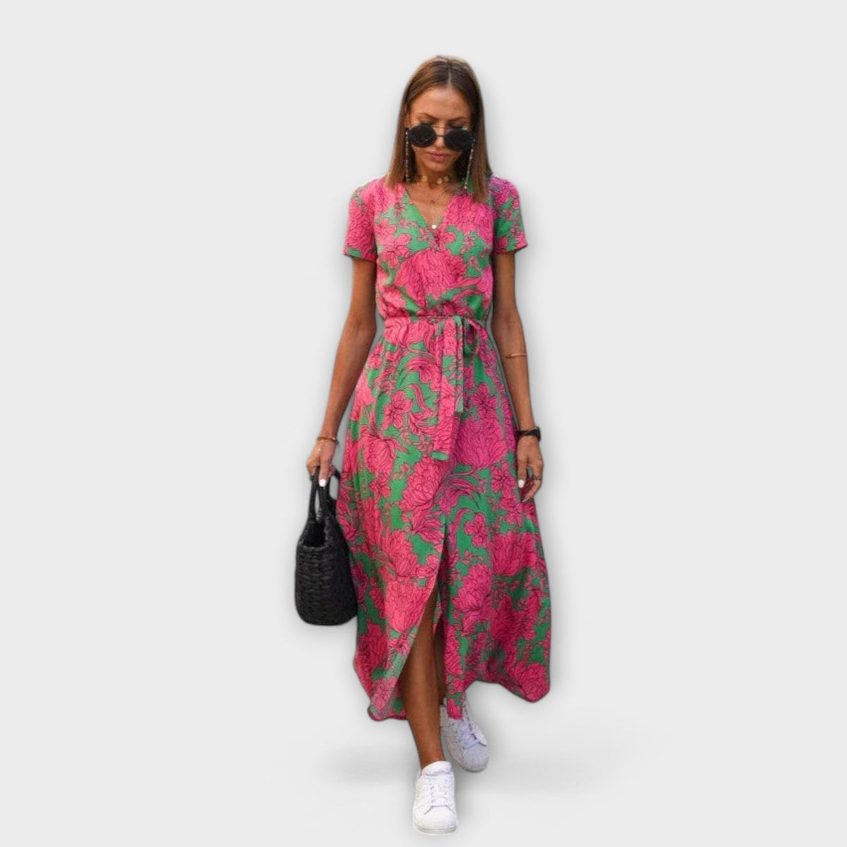 Renee | Coastal Belted Maxi Design Dress