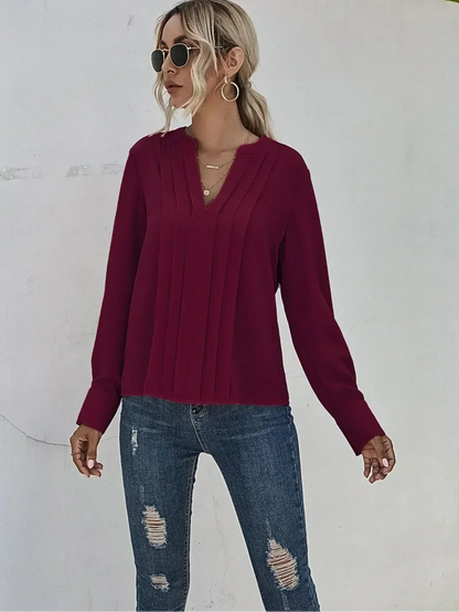Seona(TM) | Desk-to-Dinner Pleated Sleek Style Blouse