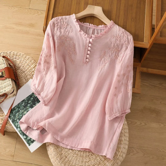 Margherita | Warm-Weather Embroidered Fit Blouse