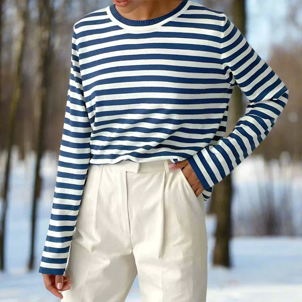 Clarabella | Weekend Striped Long-Sleeve Silhouette Shirt