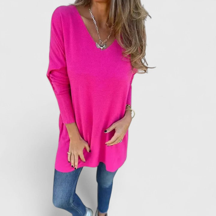 Angiola | Warm-Weather Oversized V-Neck Style Top
