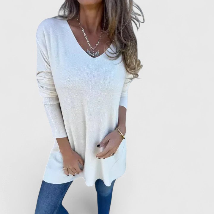 Angiola | Warm-Weather Oversized V-Neck Style Top