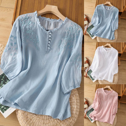 Margherita | Warm-Weather Embroidered Fit Blouse
