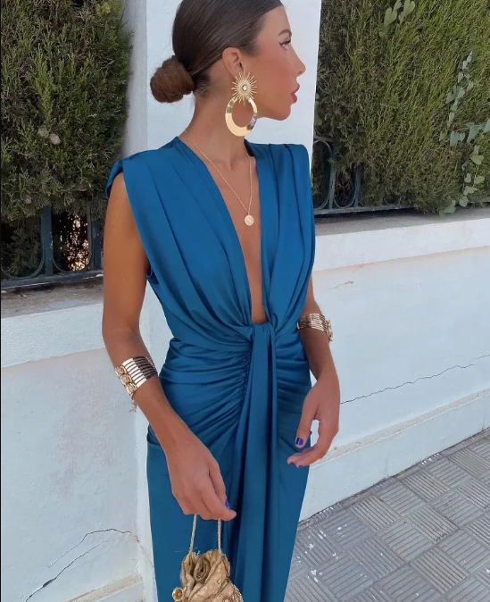 Ambretta | Sun-Soaked Ruched Evening Shape Dress