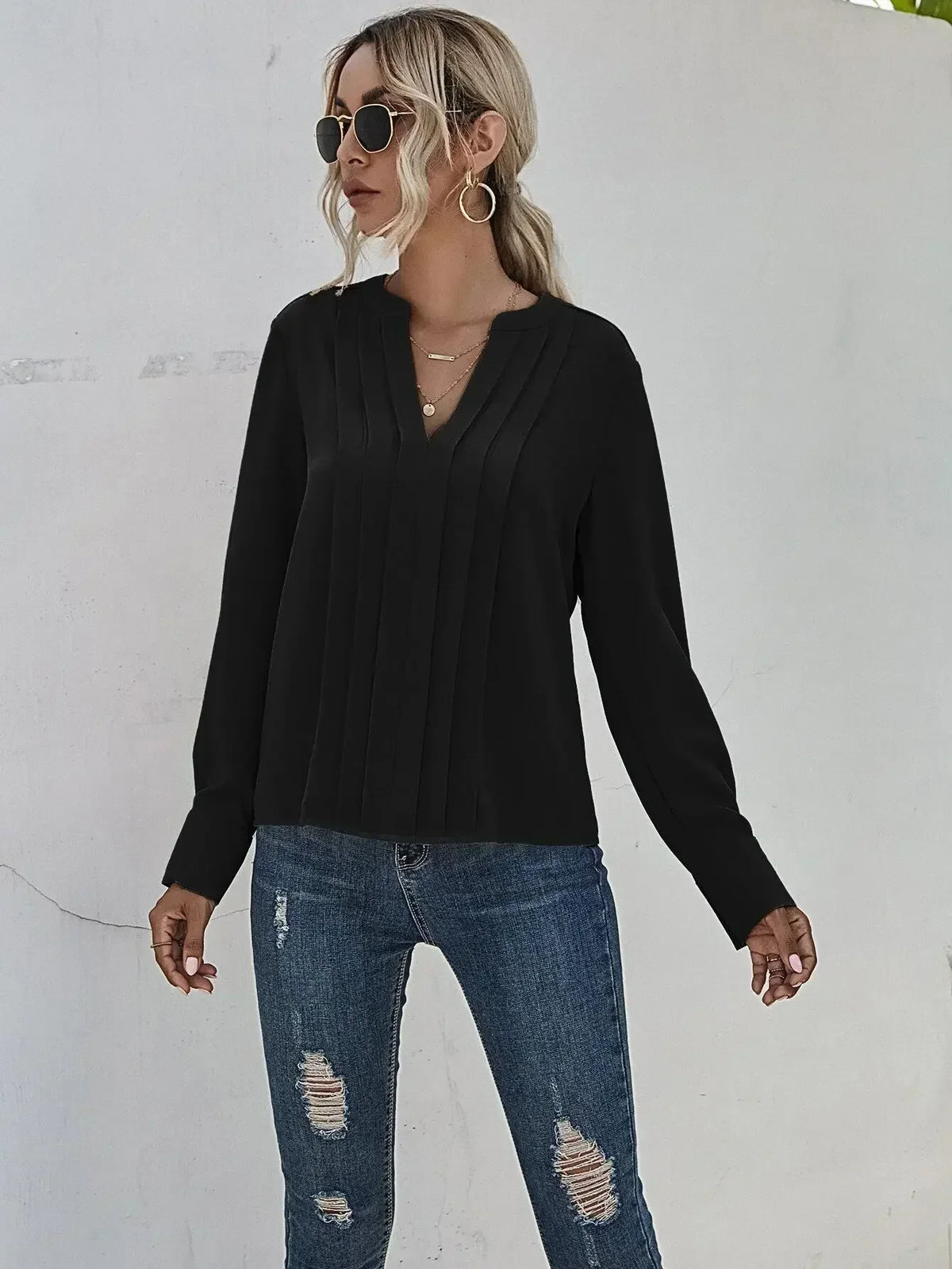 Seona(TM) | Desk-to-Dinner Pleated Sleek Style Blouse