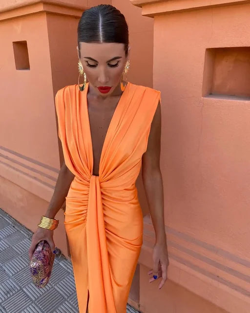 Ambretta | Sun-Soaked Ruched Evening Shape Dress