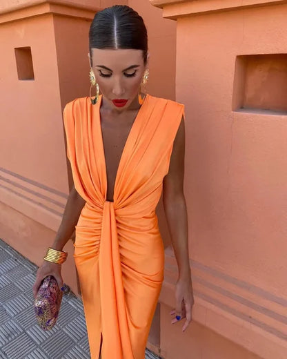 Ambretta | Sun-Soaked Ruched Evening Shape Dress