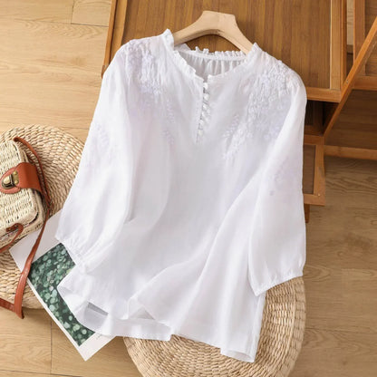 Margherita | Warm-Weather Embroidered Fit Blouse