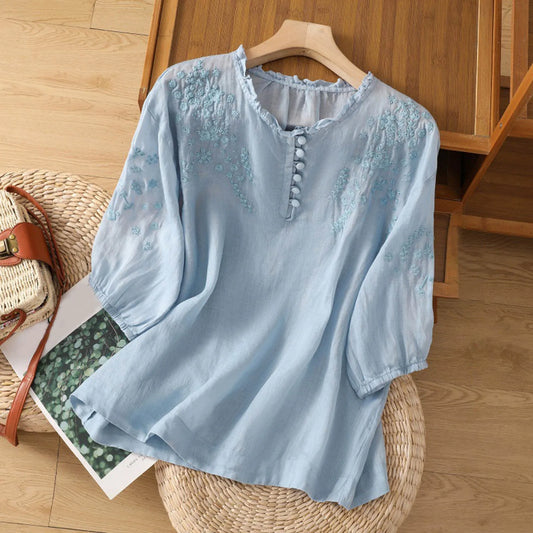 Margherita | Warm-Weather Embroidered Fit Blouse