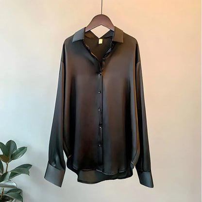 Josie | Silk Satin Long Sleeve Blouse
